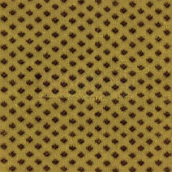 Floral fabric texture with dark brown motifs on golden-yellow, dense woven pattern, slightly raised surface, warm earthy tones, egoitaliano "(e)" line.
